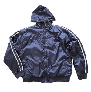 Y2K Wilson Reversible Windbreaker Track Jacket Mens XL Blue Gray VTG Full-zip